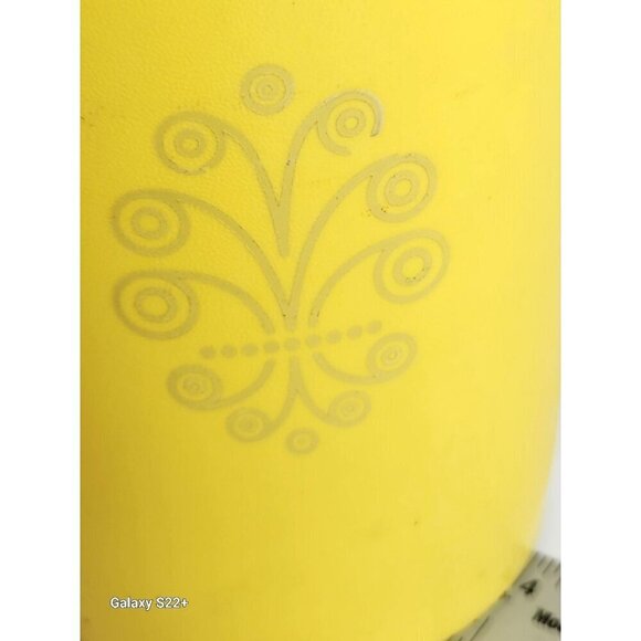 Vintage Tupperware Yellow Canister No Lid Floral Design Made In USA 6" tall 4.5" - Picture 3 of 10